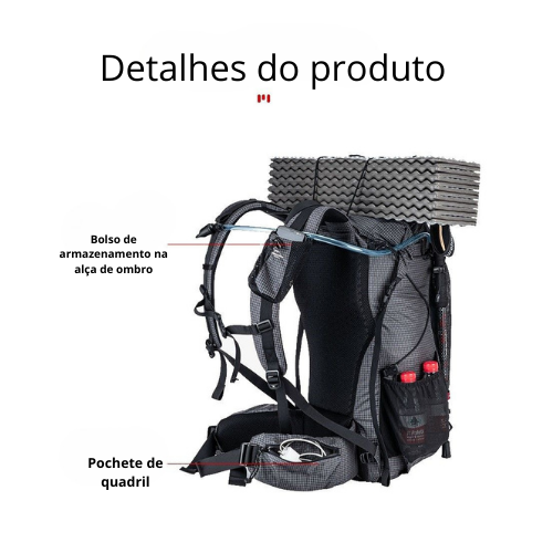 Mochila de caminhada impermeável Naturehike Rock 60+5l, cor: preto, design de tecido, 60l